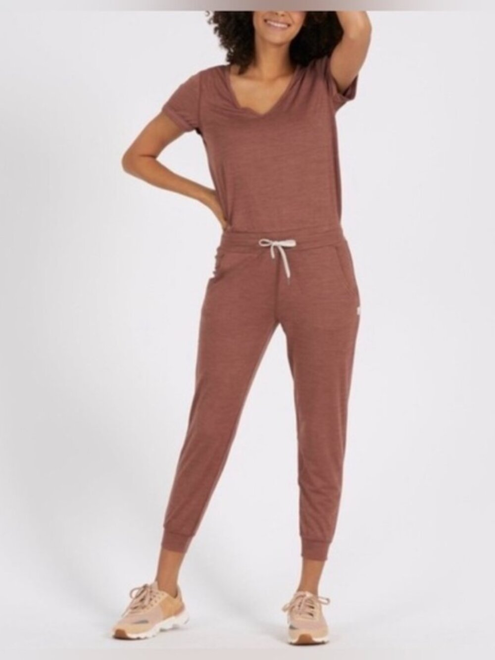 Vuori All Day Jumpsuit Terracotta Heather Medium Mauve